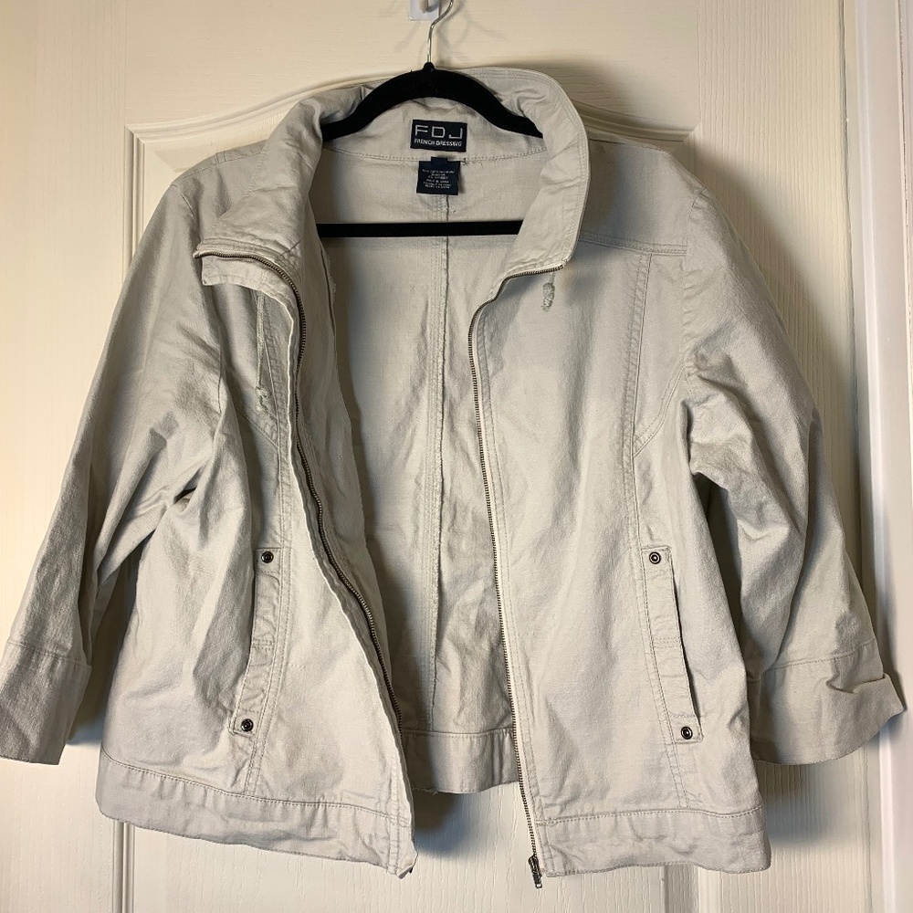 FDJ French Dressing Lightweight Cotton Jacket – Beige, Stretch, Size 14